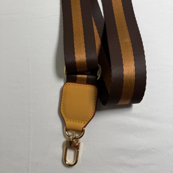 Brown & Tan Adjustable Handcrafted Bag Strap – Gold Hardware - Picture 3 of 6
